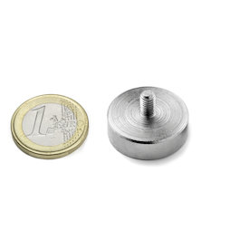 GTN-25, Imán en recipiente con vástago roscado, Ø 25 mm, Rosca M5, fza. sujec. aprox. 25 kg