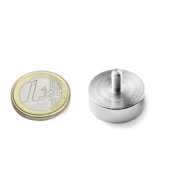 GTN-20, Topfmagnet mit Gewindezapfen, Ø 20 mm, Gewinde M4, Haftkraft ca. 12 kg