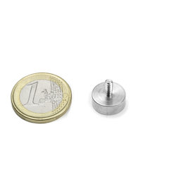 GTN-13, Topfmagnet mit Gewindezapfen, Ø 13 mm, Gewinde M3, Haftkraft ca. 3,5 kg