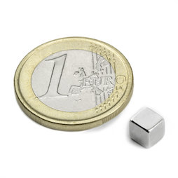 W-05-N50-N, Cube magnet 5 mm, neodymium, N50, nickel-plated