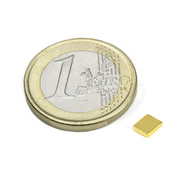 Q-05-04-01-G, Quadermagnet 5 x 4 x 1 mm, Neodym, N50, vergoldet