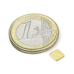 Q-CDM48-G, Parallélépipède magnétique 5 x 5 x 1 mm, néodyme, N48, doré