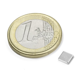Q-CDM50-N, Block magnet 5 x 5 x 1,2 mm, neodymium, N50, nickel-plated