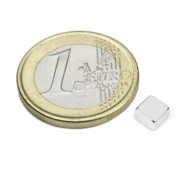 Q-05-05-03-N52N, Parallélépipède magnétique 5 x 5 x 3 mm, néodyme, N52, nickelé