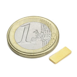 Q-10-04-1.2-G, Blokmagneet 10 x 4 x 1,2 mm, neodymium, N50, verguld