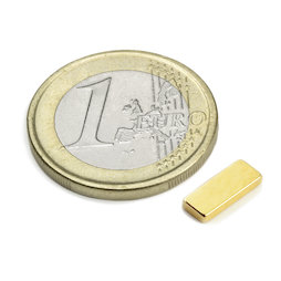Q-10-04-1.5-G, Block magnet 10 x 4 x 1,5 mm, neodymium, N50, gold-plated