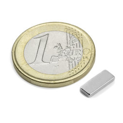 Q-10-04-1.5-N, Blokmagneet 10 x 4 x 1,5 mm, neodymium, N50, vernikkeld