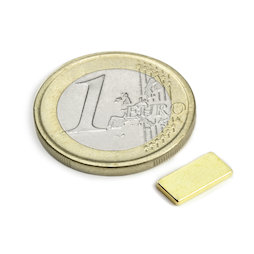 Q-10-05-1.2-G, Parallelepipedo magnetico 10 x 5 x 1,2 mm, neodimio, N50, dorato