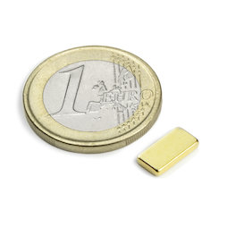 Q-10-05-1.5-G, Blokmagneet 10 x 5 x 1,5 mm, neodymium, N50, verguld