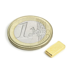 Q-10-05-02-G, Block magnet 10 x 5 x 2 mm, neodymium, N50, gold-plated