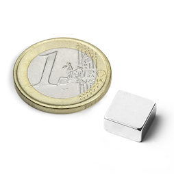 Q-10-10-03-N, Quadermagnet 10 x 10 x 3 mm, Neodym, N42, vernickelt
