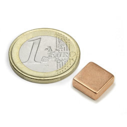 Q-10-10-04-K, Bloque magnético 10 x 10 x 4 mm, neodimio, N40, cobreado