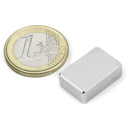 Q-19-13-06-LN, Blokmagneet 19,05 x 12,7 x 6,35 mm, neodymium, N42, vernikkeld