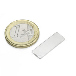 Q-25-08-01-N, Block magnet 25 x 8 x 1 mm, neodymium, N48, nickel-plated
