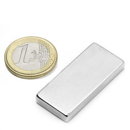 Q-40-18-05-N, Blokmagneet 40 x 18 x 5 mm, neodymium, N35, vernikkeld