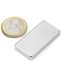 Q-40-20-05-N, Blokmagneet 40 x 20 x 5 mm, neodymium, N42, vernikkeld