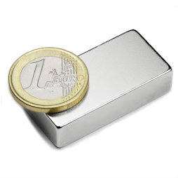 Q-40-20-10-N, Blokmagneet 40 x 20 x 10 mm, neodymium, N42, vernikkeld