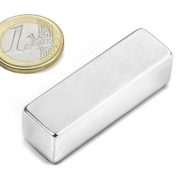Q-50-15-15-N, Block magnet 50 x 15 x 15 mm, neodymium, N48, nickel-plated