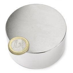S-70-35-N, Scheibenmagnet Ø 70 mm, Höhe 35 mm, Neodym, N45, vernickelt