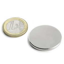 S-30-03-N, Scheibenmagnet Ø 30 mm, Höhe 3 mm, Neodym, N45, vernickelt