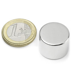 S-20-15-N, Scheibenmagnet Ø 20 mm, Höhe 15 mm, Neodym, N42, vernickelt