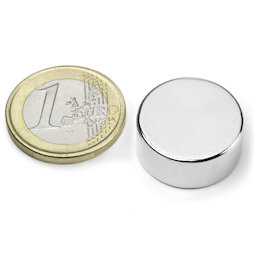 S-20-09-N, Disc magnet Ø 20 mm, height 9 mm, neodymium, N42, nickel-plated