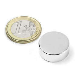 S-20-08-N, Disc magnet Ø 20 mm, height 8 mm, neodymium, N42, nickel-plated
