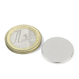 S-20-1.5-N, Disc magnet Ø 20 mm, height 1,5 mm, neodymium, N38, nickel-plated
