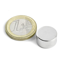 S-15-08-N, Scheibenmagnet Ø 15 mm, Höhe 8 mm, Neodym, N42, vernickelt