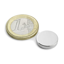 S-15-03-N, Scheibenmagnet Ø 15 mm, Höhe 3 mm, Neodym, N45, vernickelt