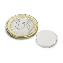 S-15-02-N, Scheibenmagnet Ø 15 mm, Höhe 2 mm, Neodym, N40, vernickelt