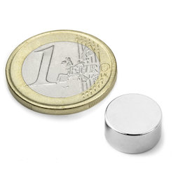 S-12-06-N, Scheibenmagnet Ø 12 mm, Höhe 6 mm, Neodym, N45, vernickelt