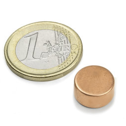 S-12-06-K, Disc magnet Ø 12 mm, height 6 mm, neodymium, N45, copper-plated