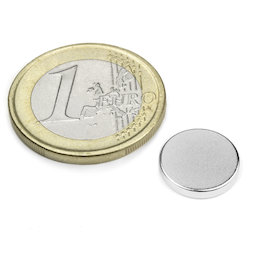 S-12-02-N, Scheibenmagnet Ø 12 mm, Höhe 2 mm, Neodym, N45, vernickelt