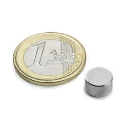 S-09-05-N, Disc magnet Ø 9 mm, height 5 mm, neodymium, N50, nickel-plated