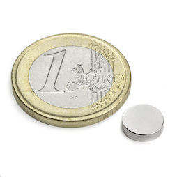 S-08-02-N, Disc magnet Ø 8 mm, height 2 mm, neodymium, N45, nickel-plated