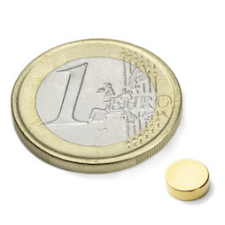 S-06-02-G, Disc magnet Ø 6 mm, height 2 mm, neodymium, N45, gold-plated
