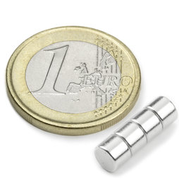S-05-03-N, Disc magnet Ø 5 mm, height 3 mm, neodymium, N42, nickel-plated