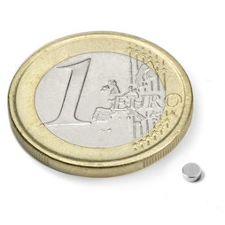 S-2.5-01-N52N, Disc magnet Ø 2,5 mm, height 1 mm, neodymium, N52, nickel-plated