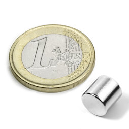 S-08-08-N, Scheibenmagnet Ø 8 mm, Höhe 8 mm, Neodym, N45, vernickelt