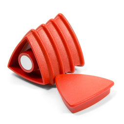 BX-TR30/red, Boston Xtra triangular, set de 5 imanes de neodimio de oficina, triangular, rojo