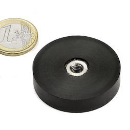 ITNG-40, rubberised pot magnet, with internal thread M6, Ø 45 mm