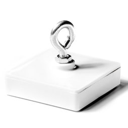 WS-HOOK-02, Leistenmagnet mit Öse, Ferrit-Magnetsystem im Kunststoffgehäuse, quadratisch, 58 x 58 mm