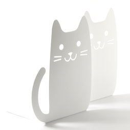 M-84/cat, Serre-livres avec motif animal, acier laqué époxy, lot de 2, chat, non magnétique !