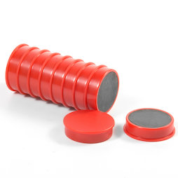 M-OF-RD30/red, Tafelmagnete aus Ferrit, plastifiziert, 10er-Set, rot