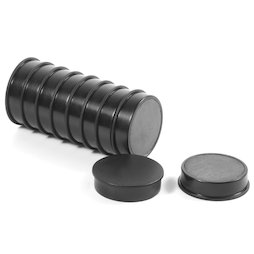 M-OF-RD30/black, Tafelmagnete aus Ferrit, plastifiziert, 10er-Set, schwarz