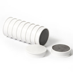 M-OF-RD30/white, Tafelmagnete aus Ferrit, plastifiziert, 10er-Set, weiß