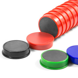 M-OF-RD30, Board magnets made of ferrite, plasticised, set of 10, in different colours