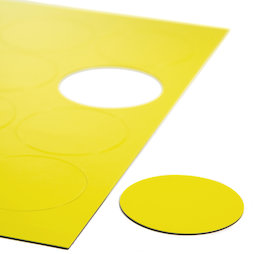 BA-014CI/yellow, Magnetische symbolen cirkel groot, voor whiteboards & planborden, 12 symbolen per A4-blad, geel