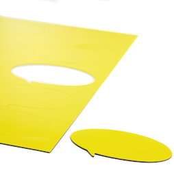 BA-014BO/yellow, Simboli magnetici fumetto ovale, per lavagne bianche & lavagne per la progettazione, 10 simboli per foglio A4, giallo